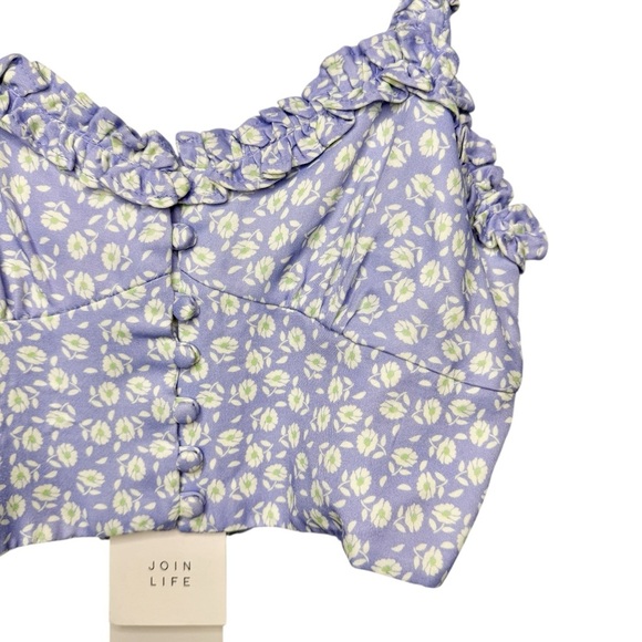 NWT Zara Purple Ditzy Floral Crop Top And Midi Slip Skirt Women’s Set Sz XS - Picture 4 of 12